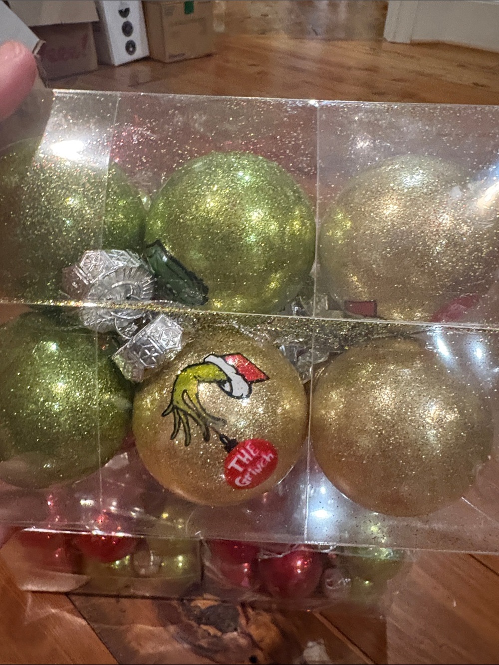Holiday Grinch Ornament Set - Red, Green, Silver, Gold 4 packs of 24 - Picture 3 of 5